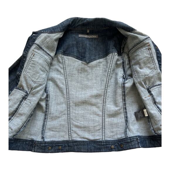 Level 99 Denim Jacket Women Small Cropped Jean Button Front Western Cowgirl Boho - Picture 9 of 12